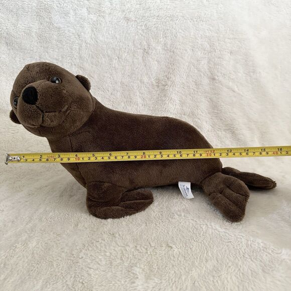 Seaworld Brown California Sea Lion Plush 15” Stuffed Animal Realistic Aquarium - Picture 7 of 7